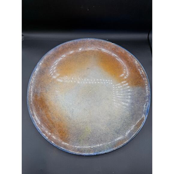 Large Peach Glaze Decorative Dish Wall Hanging – 17” Diameter - Picture 3 of 8